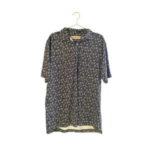 Donald Rose Sportswear Men's Gray Floral Print Button Up Polo Shirt Size M